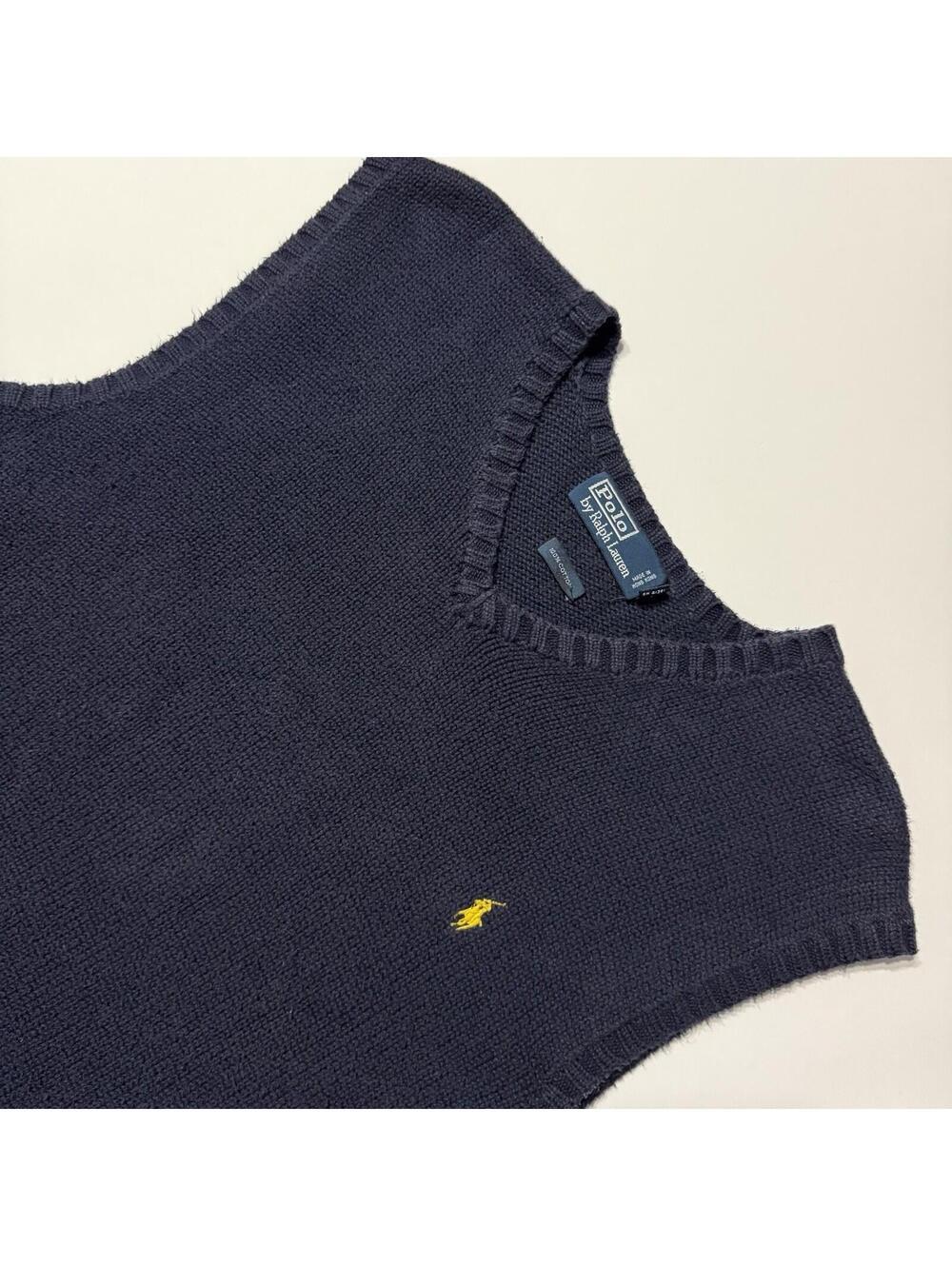 Vintage Polo Ralph Lauren Sweater Vest Blue Knit V Neck Golf Preppy Ivy Men’s XL
